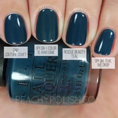 Opi Cia Color Is Awesome, Sally Nails, Manicure Natural, Teal Nails, Diy Kosmetik, Dark Nails