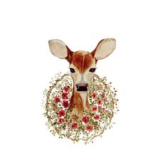 a deer with flowers around it's neck