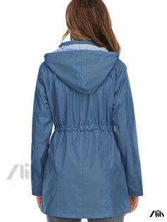 Zlily - Mid-length Hooded Rainproof Womens Outerwear Zipper Raincoat Jacket Womens Outerwear, Plain Jacket, Raincoat Jacket, Color Fabric, Outerwear Women, Mid Length, Fabric Color, Rain Jacket, Ruffle Blouse