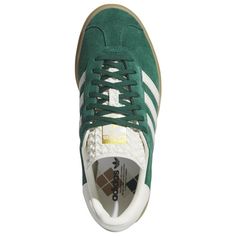 adidas Originals Gazelle Bold | Foot Locker Classic Green Adidas Sneakers, Urban Canvas Shoes With Gum Sole, Green Canvas Shoes With Gum Sole For Streetwear, Green Textile Sneakers With Vulcanized Sole, Retro Sneakers With Rubber Sole For Skateboarding, Retro Sneakers With White And Gum Sole, Green Sporty Canvas Skate Shoes, Sporty Green Canvas Skate Shoes, Retro Green Adidas Sneakers