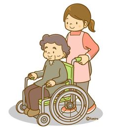 an elderly woman in a wheel chair with her caregid