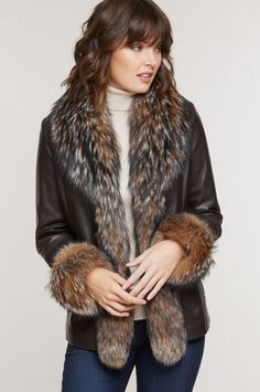 Women's Coats & Clothing | Overland Lambskin Leather Jacket, Coat Outfits, Princess Seam, Women's Coats, Fur Collars, Fox Fur, Lambskin Leather, Fur Trim, Finland