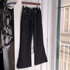 Retro Vintage Jeans Pants Rare. Made In Italy. Black Is Polyester And The Blue Is Denim. Fits Like An Extra Small. Nwot. (No Size Tag.) Black Denim Bottoms For Workwear, Black Denim Pants For Workwear, Black Denim Pants For Work, Black Denim Workwear Bottoms, High-waisted Black Flare Jeans For Spring, Fitted Black Denim Pants, Black High Waist Flare Jeans For Work, Chic Black Denim Pants, Black Stretch Wide Leg Jeans