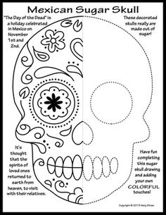 the mexican sugar skull is shown in black and white, with instructions to make it