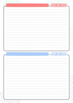 two lined notebooks with colorful lines on the top and bottom, one is empty