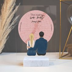 Custom Personalized Map - The Night We Met Anniversary Valentine Couples Gift Acrylic Plaque CTM02 Acrylic Table Sign Custom - Printyourwear Acrylic Table Sign, The Night We Met, Night We Met, Clear Pictures, Acrylic Plaque, Personalized Map, Acrylic Stand, Couples Gift, Acrylic Plaques