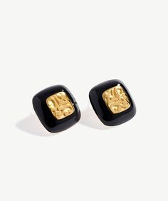 Metal: 18ct Gold Plated Vermeil on Sterling Silver Materials: Jet Black Enamel Coating Dimensions: 17mm Weight: 6g Cuff Bangle Bracelet, Gold Stud Earrings, Wedding Jewellery Necklace, Gold Pattern, Gold Stud, Stunning Earrings, Cuff Bangles, Black Enamel, Gold Earrings Studs