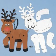 paper cut out of two reindeers and one deer with antlers on their heads