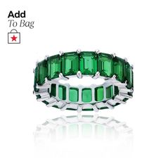 in stock Green Emerald, Eternity Band, Eternity Bands, Eternity Ring, Emerald Cut, Rhodium Plated, Emerald Green, Cubic Zirconia, Jewelry Watches