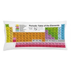 a rectangular pillow with the elements of the periodic table on it's front and sides