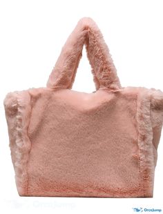 OrcaJump - Womens Plush Top-Handle Zipper Bag in Pink, Khaki, Gray, and White for Daily Use Big Purse, Pink Tote Bag, Hobo Tote Bag, Pink Tote Bags, Hobo Handbag, Chic Bags, Pink Tote, Zipper Bag, Hobo Handbags