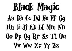 black magic font and numbers on a white background