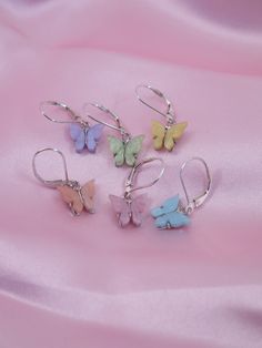 Details: - 925 Sterling Silver Lever Back Earrings - Butterfly size: Approx. 10mm - Butterfly material: Acrylic/Rhodium Plated Please note we cannot refund or exchange earrings because of hygienic reasons. You can click the link below for matching necklace: https://www.etsy.com/listing/804456789/butterfly-necklace-925-sterling-silver?ref=shop_home_active_2 Each item is individually placed on our MIKUKUMI leather card & cotton pouch. Pink Sterling Silver Earrings For Birthday, Pierced Drop Earrings For Birthday, Hypoallergenic Sterling Silver Butterfly Earrings, Birthday Drop Earrings For Pierced Ears, Nickel Free Sterling Silver Earrings For Birthday, Nickel-free Sterling Silver Earrings For Birthday, White Sterling Silver Earrings For Birthday, Sterling Silver Butterfly Earrings With Ear Wire, Handmade Sterling Silver Earrings For Birthday