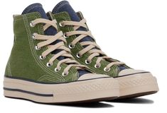 Navy Chuck 70, Converse For Women, Hippie Fits, 70s Converse, Chuck 70s, Y2k Shoes, Green Converse, Green Sneakers