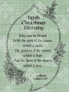 an irish christmas card with the words,'merry christmas blessing'in black and green