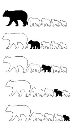 an image of bear silhouettes on white paper with black and white lines in the shape of bears