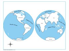 two globes with the names of different countries