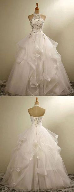 two pictures of a white wedding dress on a mannequin