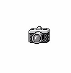 an old - fashioned camera is shown in pixel art