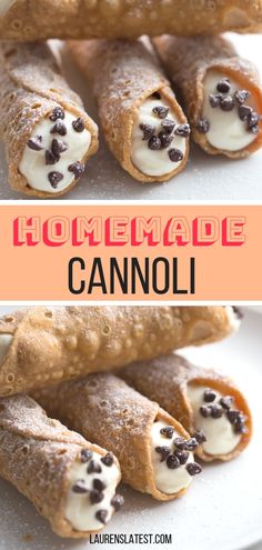 homemade cannoli with chocolate chips and cream in the middle