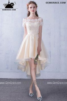 10% off now|Free shipping world-wide. Grey Lace Off Shoulder Sleeves High Low Party Dress Wedding Reception Dress at GemGrace. Click to learn our pro custom-made service for wedding dress, formal dress. View #WeddingReceptionDresses for more ideas. Wedding Dress With Sweep Train In Organza, Fitted Champagne Tulle Dresses, Fitted Lace Dress For Prom Season Banquet, Fitted Lace Dress For Prom Banquet, Elegant Lace Bridesmaid Dress For Banquet, Fitted Tulle Wedding Dress For Banquet, Fitted Wedding Dress With Lace Bodice For Banquet, Lace Bridesmaid Dress With Sweep Train For Wedding, Fitted Lace Bodice Ball Gown For Banquet