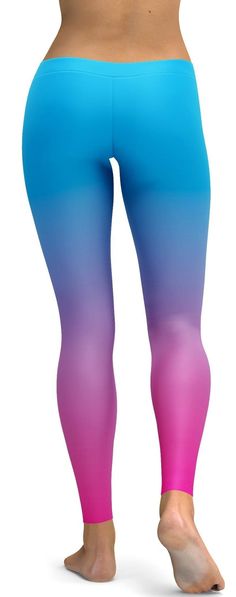 Next to our Ombre Pink to Blue Leggings we now created these Ombre Blue to Pink Leggings. If your prefer Blue over Pink, but you love both colors than you need these because your legs start off in blue and end in Pink. You can pair these with pastel blue, white, black or pink sneakers, heels or boots and top. Casual Blue Footless Leggings, Blue Footless Tights, Blue Casual Footless Bottoms, Casual Blue Footless Bottoms, Blue Full-length Bottoms For Pilates, Blue Leggings For Yoga In Spring, Blue Leggings For Spring Yoga, Spring Yoga Leggings In Blue, Multicolor Bottoms For Pilates