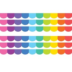 two rows of rainbow colored circles on a white background