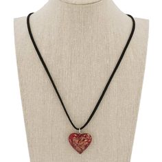 This sparkling red Venetian glass heart pendant necklace is elegant and timeless with a pattern of avventurina particles giving it subtle shimmer and sophistication. This versatile accessory will work well with any clothing style and will add a classic Italian accent to any look. Measurements: Each heart pendant measures 1 inch in length and 1 inch across in its widest part. The necklace comes with an attractive velvet pouch and the certificate of authenticity. 19-inch black cord with a 2-inch e Elegant Glass Heart Pendant Necklaces, Heart-shaped Glass Necklace For Valentine's Day, Valentine's Day Heart-shaped Glass Necklace, Elegant Glass Heart Charm Necklace, Red Murano Glass Necklace For Gift, Adjustable Glass Heart Pendant Jewelry, Red Adjustable Heart Pendant Necklace, Red Adjustable Heart Necklace As A Gift, Adjustable Red Heart Necklace Gift