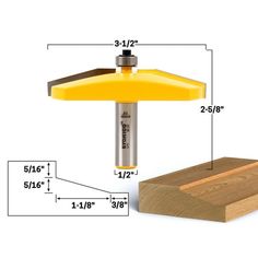 a woodworking router bit with measurements