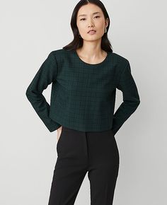 Shop Ann Taylor for effortless style and everyday elegance. Our plaid top checks off all the boxes in a streamlined silhouette. Crew neck. Long sleeves. Hidden back zipper with hook-and-eye closure. Lined.,Hit:Hits at waist,Imported:Imported,Length:17 1/4" long,Fabrication:Shell: 68% Polyester, 30% Rayon, 2% Spandex; Lining: 100% Polyester,Garment Care:Machine Washable Plaid Long Sleeve Top by Ann Taylor Size regular - 2 Green Multi Women's Regular, Crew, Neck, Long, Sleeve, Suit, Tops, Tops, Shell 68%, Polyester, 30%, Rayon, 2%, Spandex Lining 100%, Polyester, Machine, Washable Plaid Tops For Workwear In Fall, Plaid Top For Fall Workwear, Chic Plaid Tops For Office, Plaid Long Sleeve Tops For Office, Fitted Plaid Tops For Business Casual, Chic Houndstooth Pattern Tops For Workwear, Chic Houndstooth Tops For Workwear, Chic Houndstooth Workwear Tops, Chic Houndstooth Pattern Tops