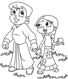 Chotta Bheem Chutki, Drawing Pictures For Kids, Minion Coloring Pages, Disney Princess Coloring Pages, Monster Coloring Pages, Story Books Illustrations