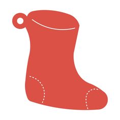 a red boot with white stitching on it