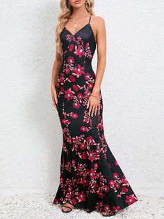 Sku CY-!165296 Material 95% Polyester Style Mermaid , Sleeveless , Bodycon Feature Flower Print , Split-joint Neckline Spaghetti-neck Occasion Sexy , Leisure Fashion Seasons Spring , Summer Type Maxi Dresses Color BLACK Size S,M,L,XL,2XL Please consult the size chart we provide for this item's measurements to help you decide which size to buy.Please note: There may be 1-3cm differ due to manual measurement. CMINCH Bust Length S 74-84 123 M 78-84 124 L 82-92 125 XL 88-98 126 2XL 94-104 127 Black Floral Print Backless Maxi Dress, Black Floral Print Maxi Dress For Prom, Black Spaghetti Strap Dress With Floral Print, Black Floral Print Dress With Spaghetti Straps, Black Maxi Dress With Floral Print, Spaghetti Straps, Sleeveless Black Lined Maxi Dress, Black Sleeveless Lined Maxi Dress, Cheongsam Top, Leisure Fashion