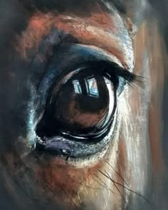 a horse's eye is shown in this painting