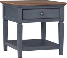 an end table with a drawer on the bottom and one drawer at the top that is open