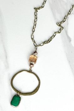 Long bronze chain with bead and soldered pendant. Includes lobster claw and 2.5" extension. Length (when clasped on shortest link): 18" (from top of chain to bottom of dangling pendant) Soldered Pendants, Clean Heart, Graphic Tee Dress, Color Analysis, Necklace Sizes, Sicily, Jewelry Ideas, Lobster Claw, Long Necklace