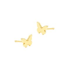 Let your earring stack take flight with the whimsical and fun plain butterfly stud earrings. These earrings feature a butterfly shape that can be mixed and matched to create the perfect earring stack. 14k Gold Butterfly Charm Earrings, 14k Gold Butterfly Earrings With Butterfly Charm, 14k Gold Butterfly Earrings With Charm, Kids Gold Jewelry, Greek Icons, Earring Stack, Arabic Jewelry, Butterfly Stud Earrings, Everyday Bracelet