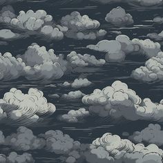 an image of clouds in the sky at night