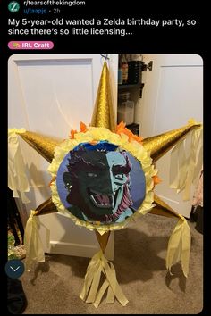 a birthday party decoration with an image of a man's face in the center