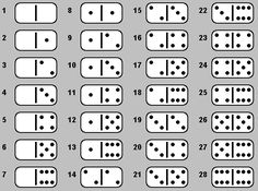 the numbers and symbols for dominos are shown in black on a gray background with white dots