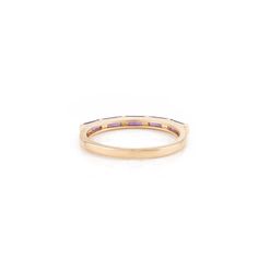 This is part of Chairish’s Fine Jewelry assortment.  Stackable Amethyst Half Band Ring in 14K Gold symbolizes the everlasting love between a couple. It shows the infinite love you have for your partner. The round shape represents love which will continue and makes your promises stay forever. Amethyst encourages self-control and citrine has strong vibration energy which helps promotes mental clarity.  Lightweight and gorgeous, this is a perfect Unique Gift, Bridal Shower Gift, Valentine Gift, Gif Yellow Gold Amethyst Ring With Emerald Cut, 14k Gold Multi-stone Baguette Cut Ring, Timeless Purple Rings Perfect For Gifts, Timeless Purple Rings For Gifts, Timeless Purple Rings As Gifts, Fine Jewelry Stackable Amethyst Rings, Fine Jewelry Amethyst Stackable Rings, Yellow Gold Tanzanite Birthstone Ring, Timeless 14k Gold Amethyst Ring For Anniversary