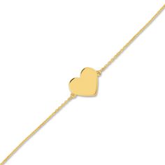 Mini Heart Bracelet 14K Yellow Gold 6.7" | Jared Adjustable 14k Yellow Gold Heart Bracelet, Classic Gold Bracelets For Valentine's Day, Yellow Gold Heart-shaped Minimalist Bracelet, Adjustable Tarnish Resistant Yellow Gold Heart Bracelet, Elegant Gold Open Heart Bracelet, Gold Heart Charm Bracelet Classic Style, Double Heart Yellow Gold Bracelet For Anniversary, Classic Gold Heart Bracelet As Gift, Dainty Yellow Gold Heart Bracelet With Pendant