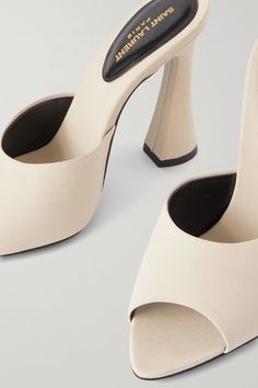 SAINT LAURENT Suite silk crepe de chine mules | NET-A-PORTER Classy Shoes, Girly Shoes, Shoe Inspo, Stiletto Shoes, Aesthetic Shoes, Saint Laurent Shoes, Kinds Of Shoes, Dream Shoes, Shoe Obsession