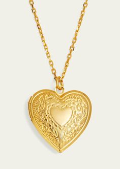 Ben-Amun 24k Gold Electroplate Chain Necklace with Heart Locket Pendant Gold Necklace Locket, Chunky Gold Heart Necklace, Pretty Lockets, Golden Heart Locket, Vintage Gold Locket, Royal Pendant, Gold Heart Locket Necklace, Gold Dainty Necklace, Heart Necklace Gold