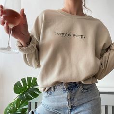 The comfiest sweatshirt for all of us who identify as weepy and sleepy :') ✨ Sweatshirt sizes are Unisex, please refer to sizing chart in listing photos ✨ 50% cotton, 50% polyester ✨ Medium fabric weight CARE Machine wash: warm (max 40C or 105F) Do not iron directly on the print REFUNDS AND EXCHANGES All items are made to order using multiple suppliers to ensure quick worldwide shipping. For this reason, we are unable to accept returns / exchanges unless there's a defect in the item you've recei Mrs Sweatshirt, Sleepy Girl, Basic Girl, Breathe Out, Always Tired, Comfy Sweatshirt, Stay Wild, Just Breathe, Mom Sweatshirt