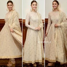 Ivory Anarkali Suits, Ivory Anarkali Sabyasachi, Cream Colour Anarkali Dress, Churidar For Onam, Cream Anarkali Dress, Off White Anarkali Suits Party Wear, Beige Anarkali Suits, Onam Dress Anarkali, Offwhite Anarkali Churidar