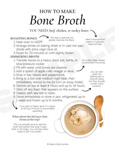 how to make bone broth in a cup with spoons and instructions on the side