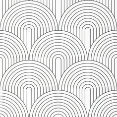 an abstract black and white pattern with wavy lines in the shape of circles on a plain background