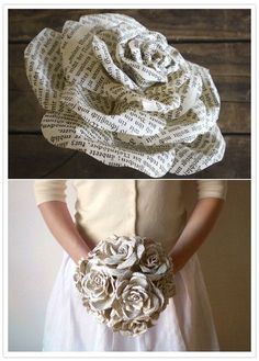 two pictures with different types of fabric flowers on them, one in white and the other in beige