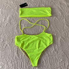 Brand New Sexy Neon 2 Piece Set Final Sale Neon Swimwear For Summer Poolside, Neon Summer Swimwear For Poolside, Neon Swimwear For Pool In Spring, Neon Beachwear For Spring, Neon Swimwear For Summer Vacation, Trendy Neon Swimwear For Beach Season, Trendy Neon Swimwear For Summer, Neon Yellow Swimwear For Spring Beach Outing, Neon Yellow Swimwear For Spring Beach